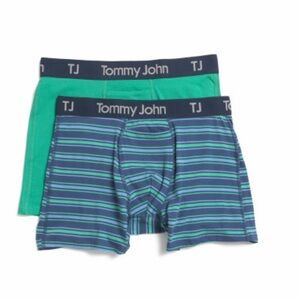 NWT Tommy John Cotton Stretch Boxer Brief - XXL - 2 Pack - 4" - Green/Blue Theme